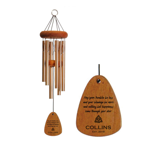 Irish Blessing Personalized Wind Chime | May your troubles be less and your blessings be more | Made in U.S.A.